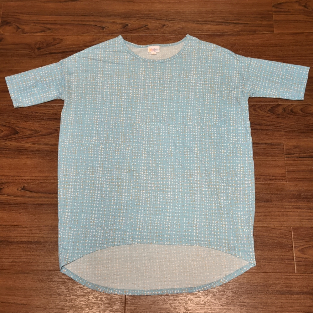 Lularoe Irma Tunic Blue With Pink White And Orange Pattern Size Xs